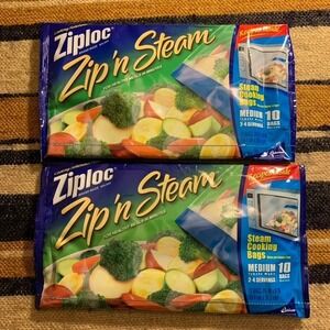 Ziploc‎ Zip n Steam Medium Cooking Bags 10 Bags 2 New in Package Sealed